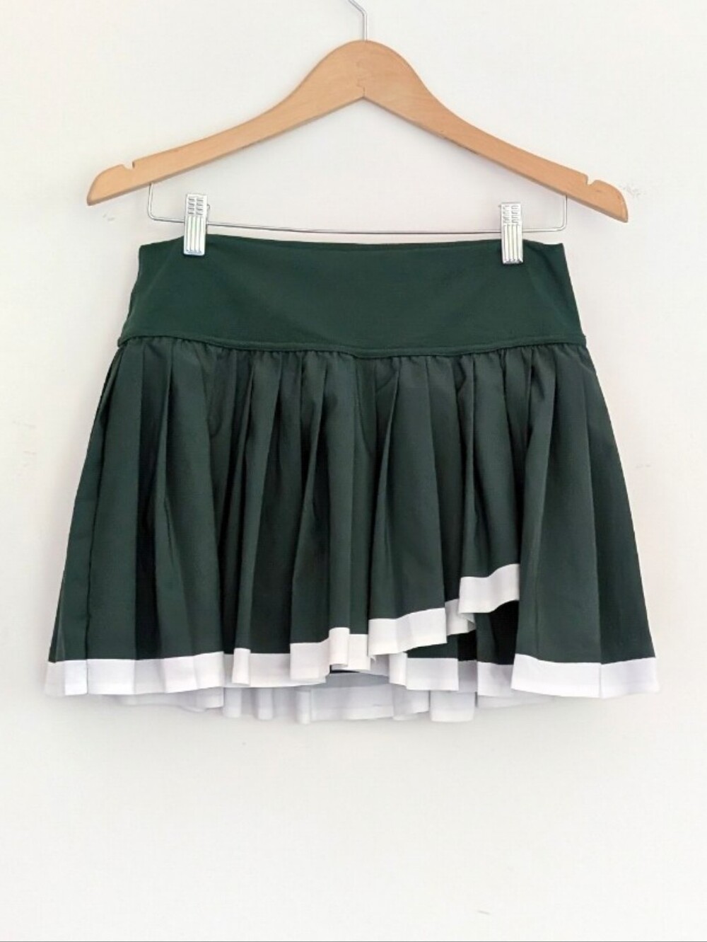 Aerie Tennis Dark Green Pleated Mini Skirt with White Trim Large Skort - Picture 2 of 6